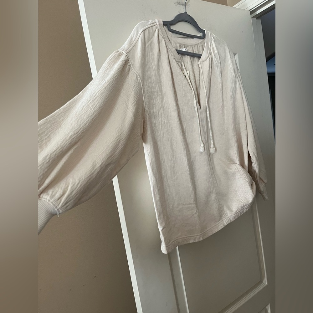 Aerie Cream Pullover Oversized Top Women’s Size Small - Picture 8 of 13